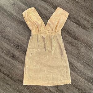 Loeffler Randall gold metallic silk cocktail dress